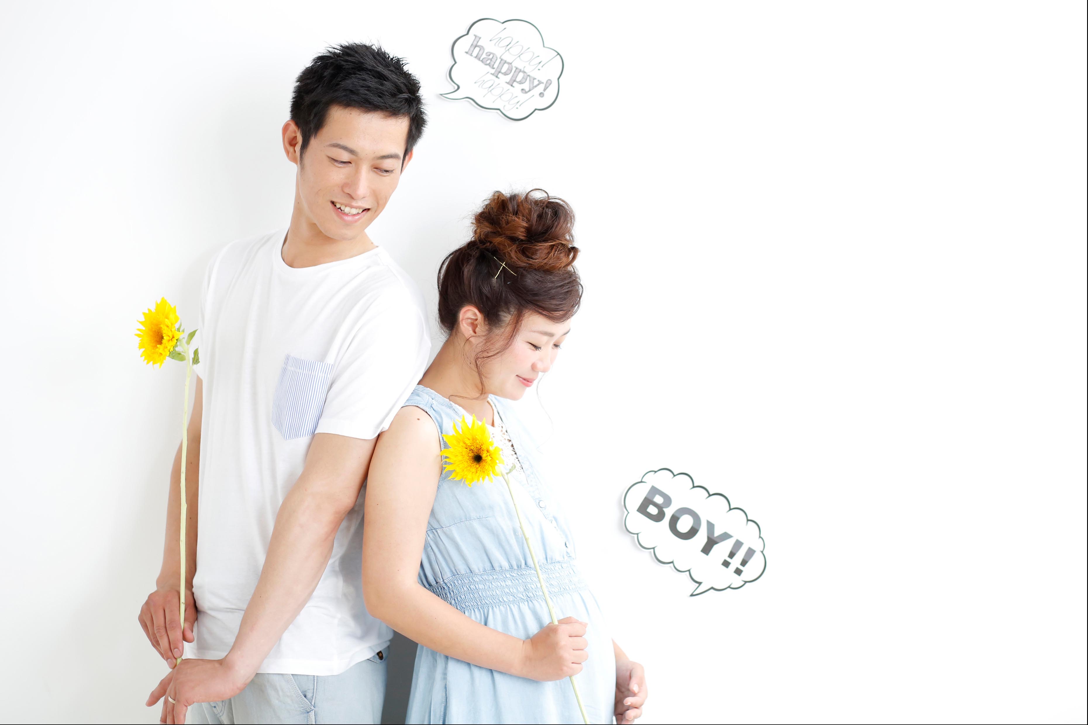 ファミリーフォト　二人で記念に写真撮影