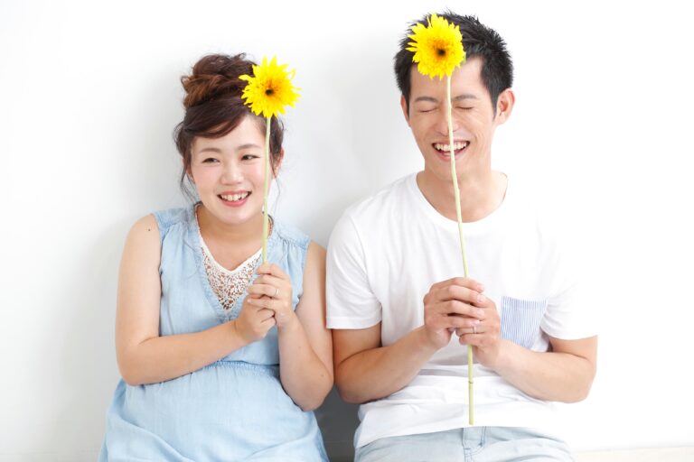 ファミリーフォト　二人で記念に写真撮影